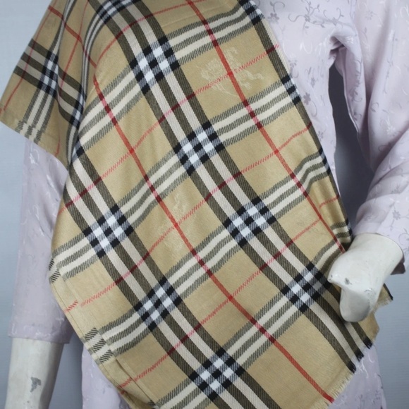 Burberry Wrap 100% Cashmere Stole Shawl Multicolor Used - Picture 1 of 3